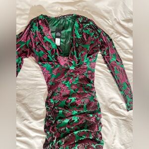 Fashion Nova Vibrant Green and Pink Floral Dress